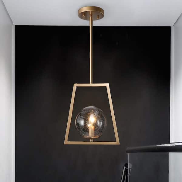 Modern Brass Gold Geometric Pendant Light, Naomi 1-Light Industrial Island Dining Room Pendant Light