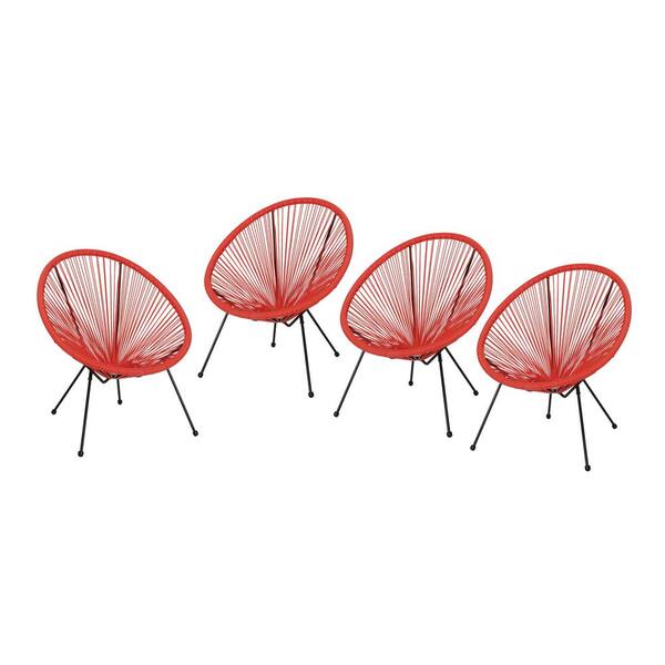 Afoxsos 3-Piece Orange Rattan Wicker Woven Outdoor Patio Conversation Set Lounge Chair Set with Side Table