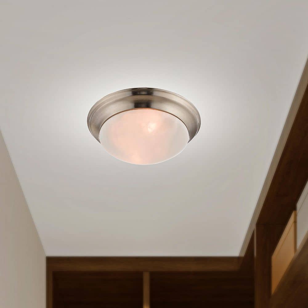 Coronado 14" Brushed Nickel Dome Ceiling Light with White Alabaster Glass