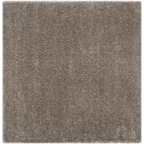 Milan Shag Gray 5 ft. x 5 ft. Solid Flokati Square Area Rug