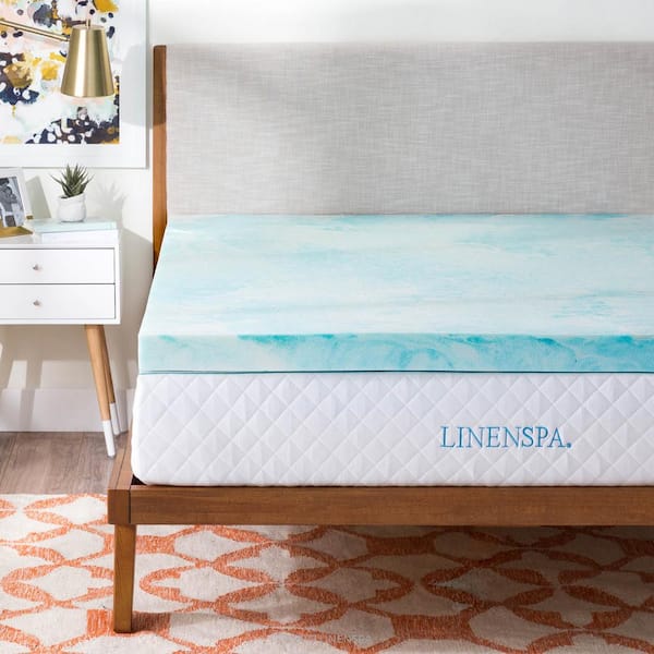 Linenspa 3 in. Full Gel Swirl Memory Foam Topper