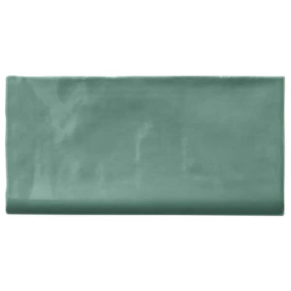 Catalina Green Lake 3 in. x 6 in. Polished Ceramic Wall Bullnose Tile