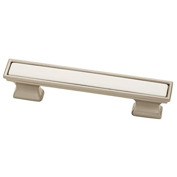 Liberty Vista 3 or 3-3/4 in. (76 or 96mm) Satin Nickel with White Insert Dual Mount Cabinet Center-to-Center Pull