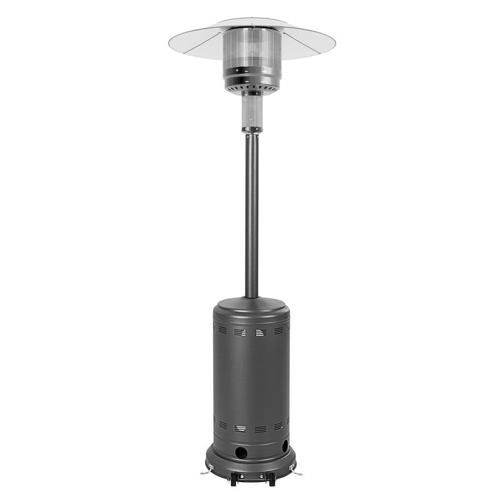 Nuu Garden Metal Sparkling Gray Propane Gas Outdoor Heater with Wheels, ETL Certified