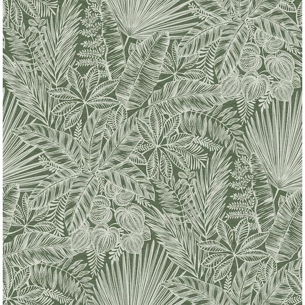 A-Street Prints Vita Green Green Botanical Matte Non Woven Wallpaper Sample