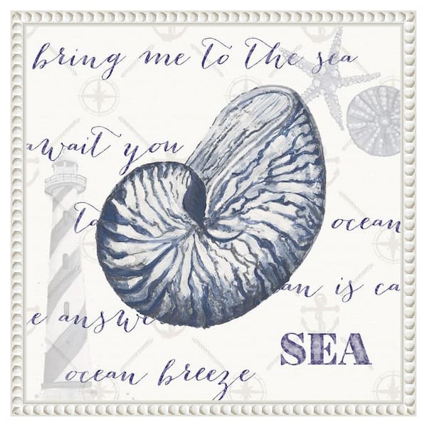 Amanti Art "Indigo Ocean Treasures II" by Gina Ritter 1-Piece Floater Frame Giclee Coastal Canvas Art Print 16 in. x 16 in.