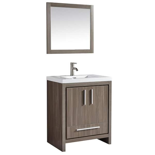 Mtd Vanities Miami 30 In W X 19 5 In D X 36 In H Vanity In Grey Pine With Acrylic Vanity Top In White With White Basin Mtd Ygc306 30bw The Home Depot