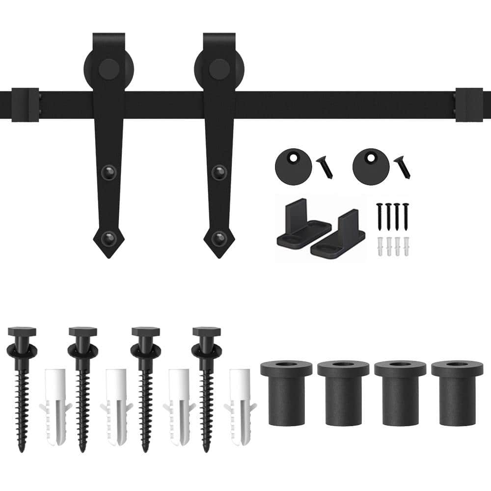 60-inch Matte Black Steel Sliding Barn Door Hardware Kit