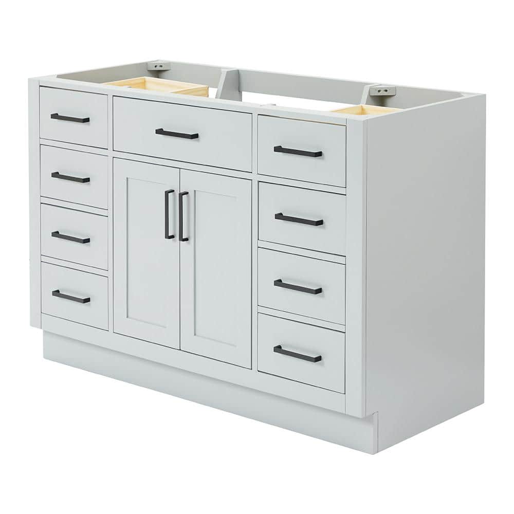 48'' Gray Hardwood Single Freestanding Bathroom Vanity Cabinet