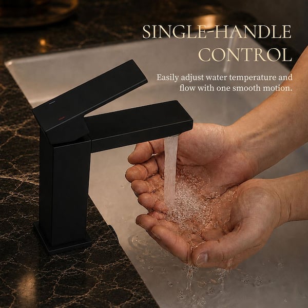 BWE Single Hole Single-Handle Bathroom Faucet in Matte Black A