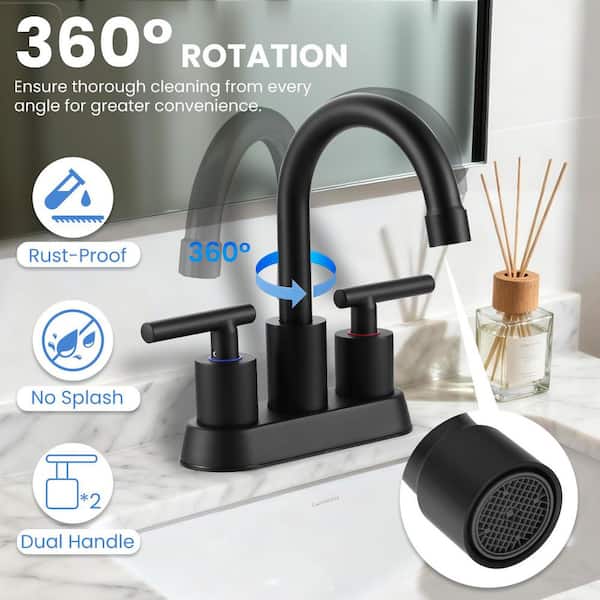 ARCORA 4 in. Centerset Modern Double-Handle Bathroom Sink Faucet