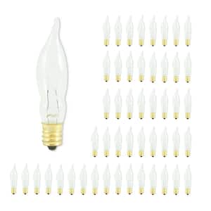 7.5-Watt Warm White Light CA5 (E12) Candelabra Screw Base Dimmable Clear Incandescent Light Bulb, 2700K (50-Pack)