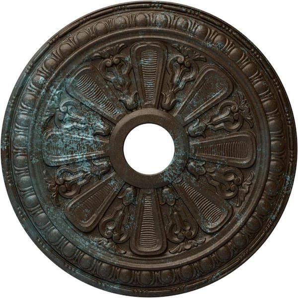 Ekena Millwork 1" x 23-1/2" x 23-1/2" Polyurethane Bristol Ceiling Medallion, Bronze Blue Patina