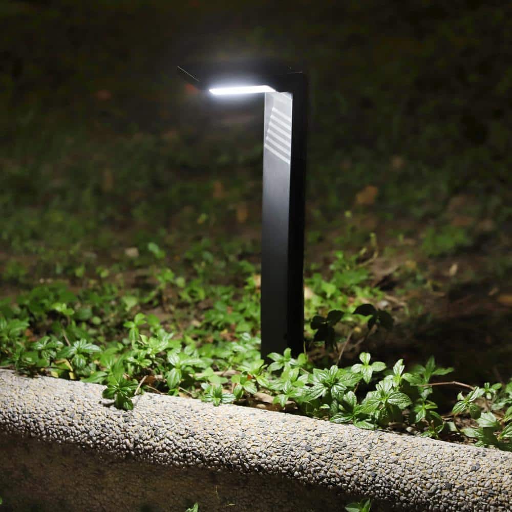 16.5" Black Solar LED Pathway Lights with Dusk to Dawn