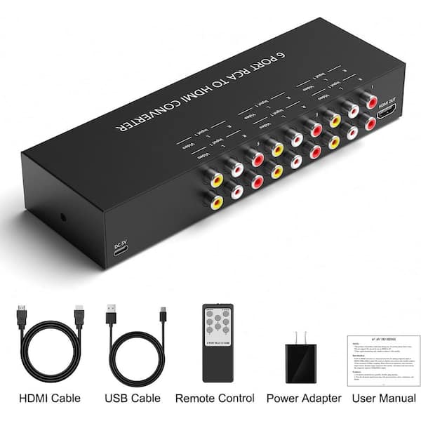 Lukyamzn 6Port AV to HDMI Converter RCA/Composite/CVBS to