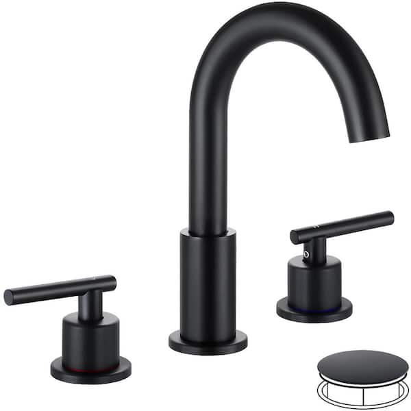 AKLFGN 8 in. Widespread 2-Handle High Arc Bathroom Faucet with Pop-up ...