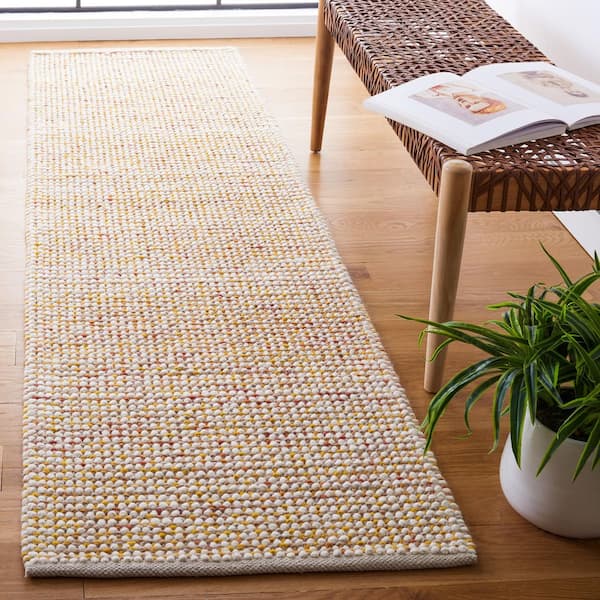 Vermont 2 ft. x 8 ft. Ivory/Gold Knitted Runner Rug