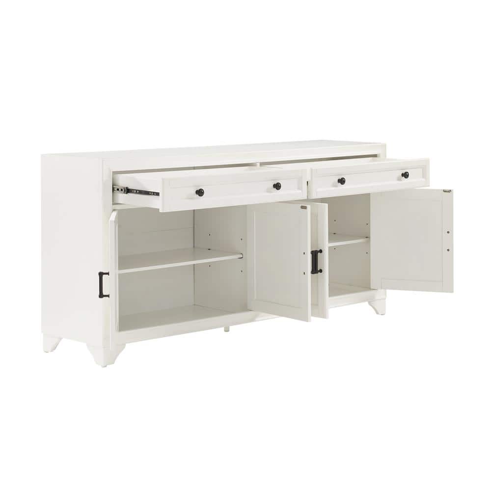Tara Distressed White Modern Farmhouse Sideboard