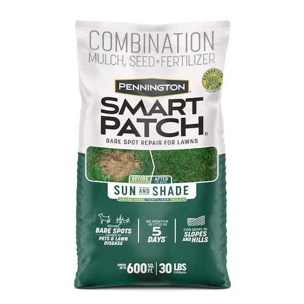 Pennington Smart Patch Sun and Shade North 30 lb. 600 sq. ft. Grass Seed Bare Spot Repair with Mulch and Fertilizer