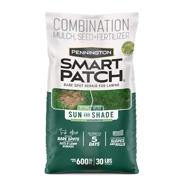 Pennington 30 lbs. Smart Patch Sun and Shade West Grass Seed with Mulch, Fertilizer