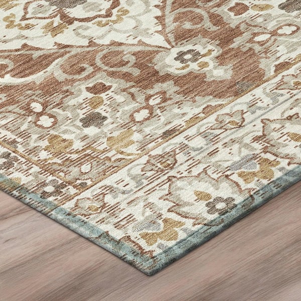 Chantille Machine Washable Indoor/Outdoor Abstract ACN3164 Rust 8 ft. x 8 ft. Round Rug