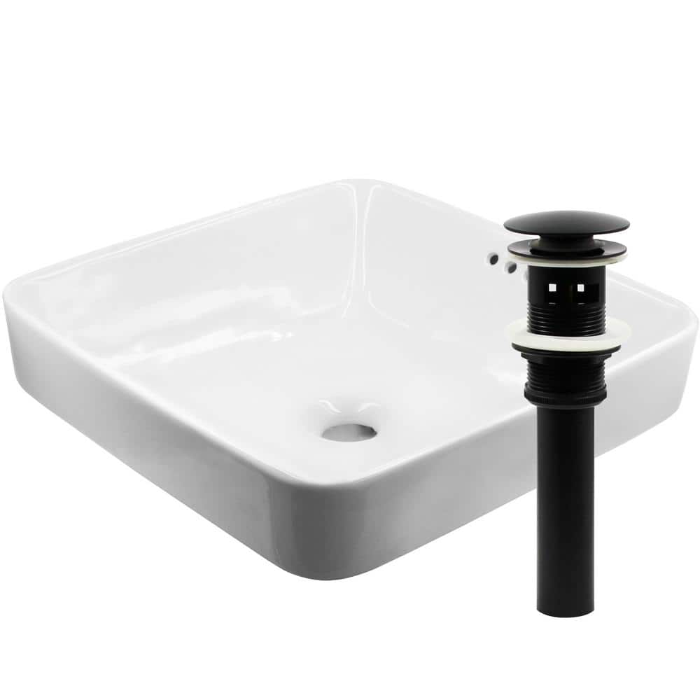 Novatto 16.75 in. Square DropIn Bathroom Sink in White Porcelain with