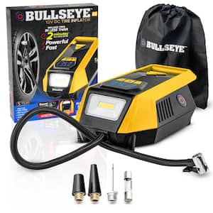 BULLSEYE 150 PSI Handheld Tire Inflator with Digital Pressure Gauge, Sound and Light Alert in Yellow
