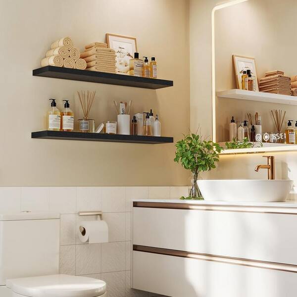 23.6 in. W x 6.7 in. D Black Floating Shelves for Wall, Decorative