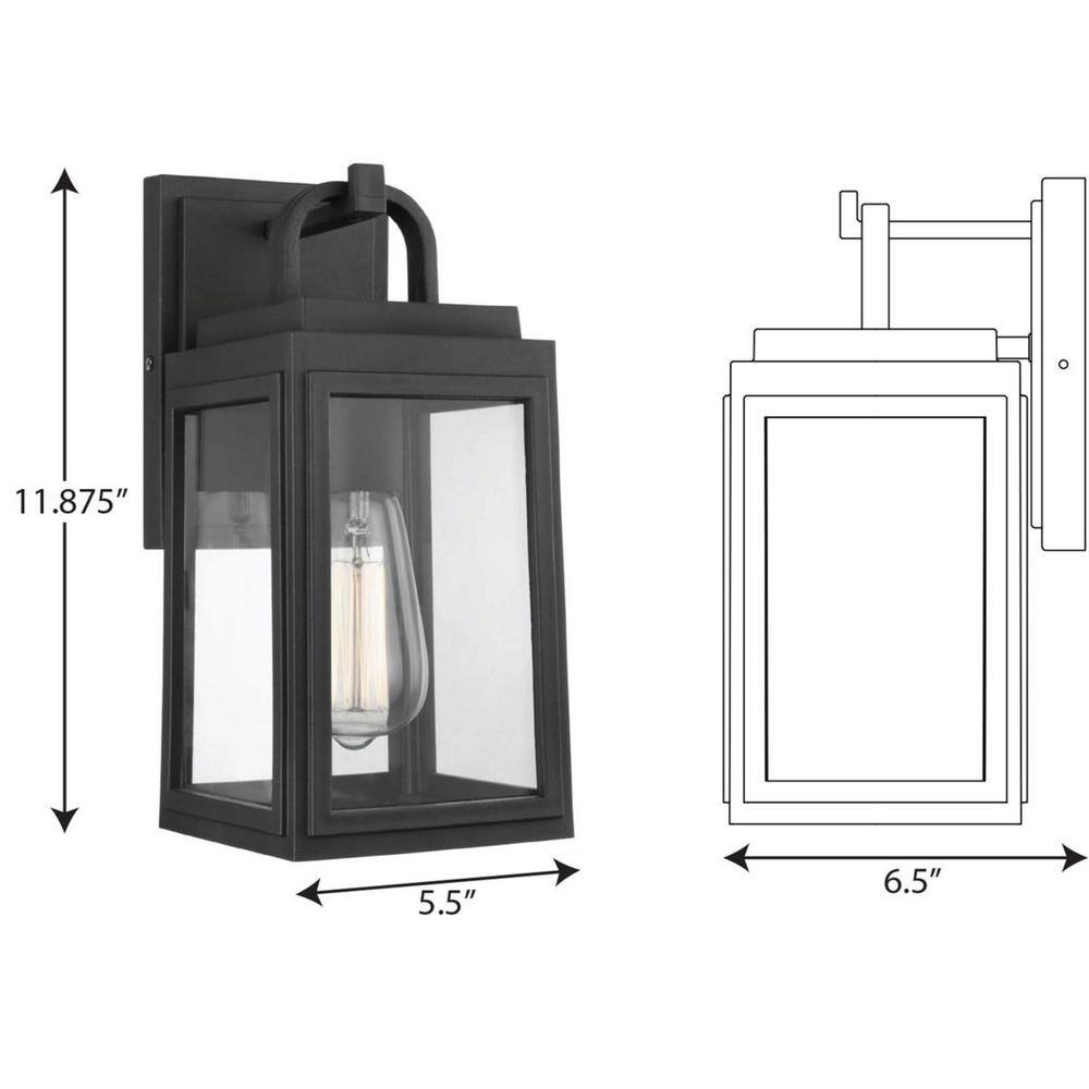 Grandbury Black Bronze Outdoor Wall Lantern with Clear Glass