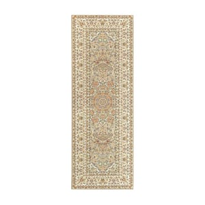 Browns/Beige Victorian tile runner 67cm/2'2'' Wide.Washable Rugs/Hall/Stairs 