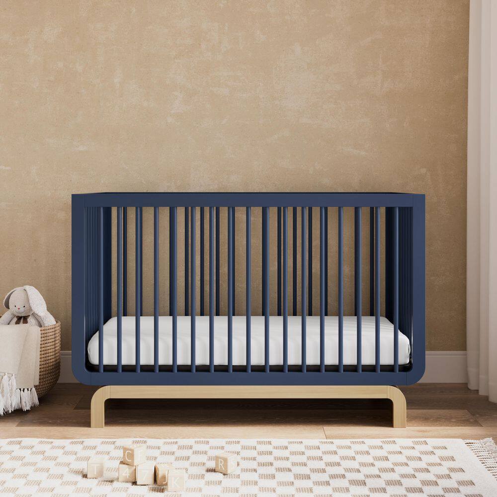 Santorini Midnight Blue with Driftwood 5-in-1 Convertible Crib with Toddler Guardrail