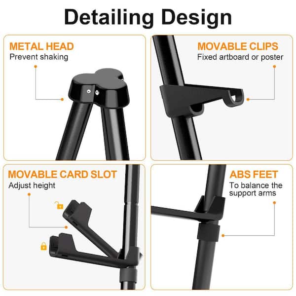 Aoibox 3 Pack Metal Folding Floor Easel Stand 63 Inch Adjustable