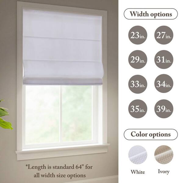 Madison Park Galen Matte White Cordless Polyester Roman Blind-33
