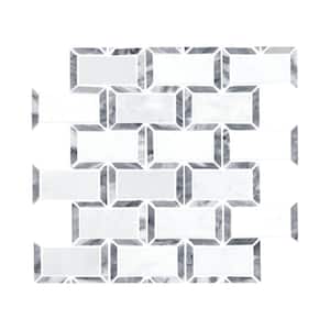Geometric Framework 12.38 in. x 13.5 in. Polished Marble Look Wall Tile (10 sq. ft./Case)
