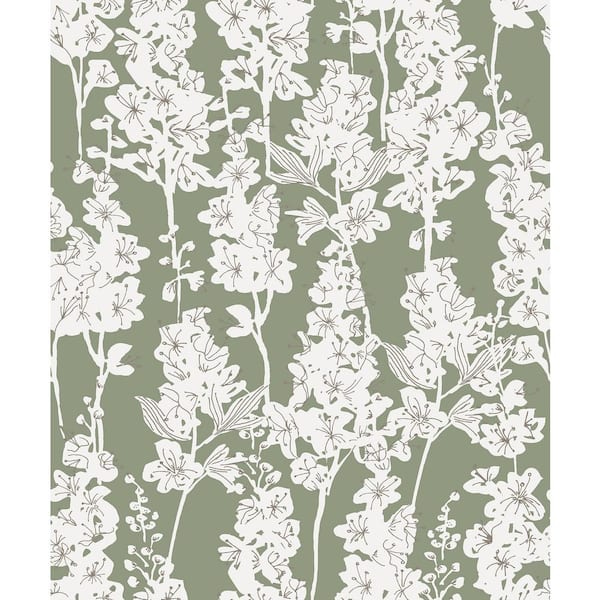 NuWallpaper Green Larkspur Vinyl Peel and Stick Wallpaper