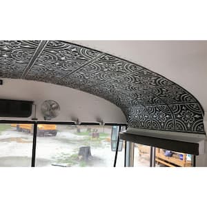 Wrought Iron Antique Silver 2 ft. x 2 ft. Glue Up PVC Faux Tin Ceiling Tile