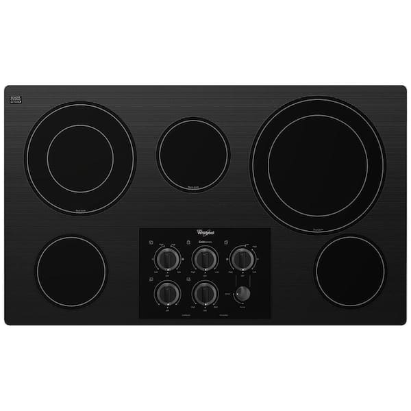 Whirlpool Gold Series 36 in. Radiant Electric Cooktop in Black with 5 Elements Including Dual Radiant Elements