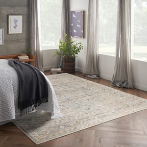 Oushak Home Light Grey 8 ft. x 10 ft. Floral Traditional Area Rug
