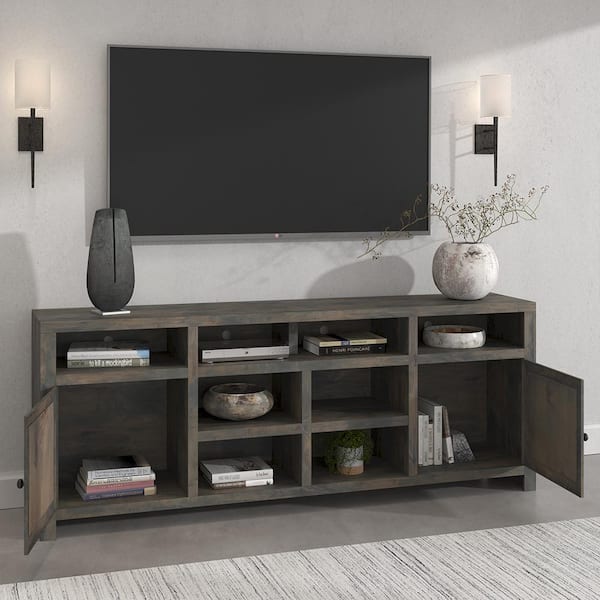 Carbon-Tek TV Stand with LED, Gray/Red