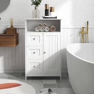 Nestfair 23.6 in. W Bathroom Floor Storage Cabinet with Adjustable Shelf in  White LW40914886 - The Home Depot