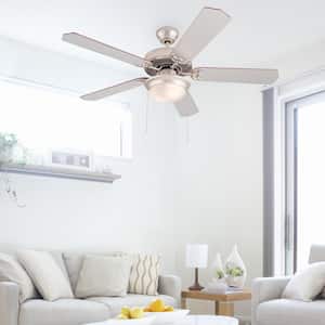 52 in. Indoor Woodgrain Ceiling Fan with LED Light, Pull Chain Remote Control, Reversible AC Motor, Reversible Blades