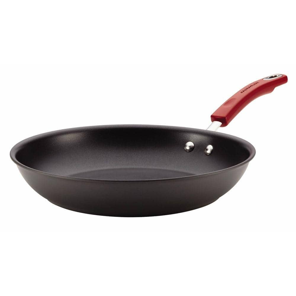 Rachael Ray Twin Pack Hard-anodized Nonstick Skillet Set - Gray With  Cranberry Red Handles : Target