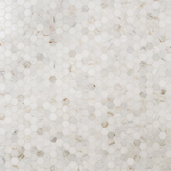 Ivy Hill Tile Arctic White 11.73 in. x 12 in. Hexagon Polished Marble Mosaic Tile (0.97 sq. ft. /Sheet)