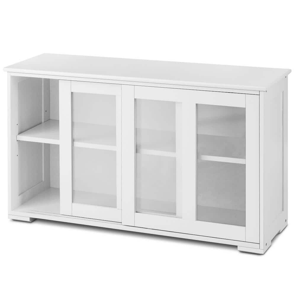 Costway 1-Piece White Storage Cabinet Sideboard Buffet Cupboard ...