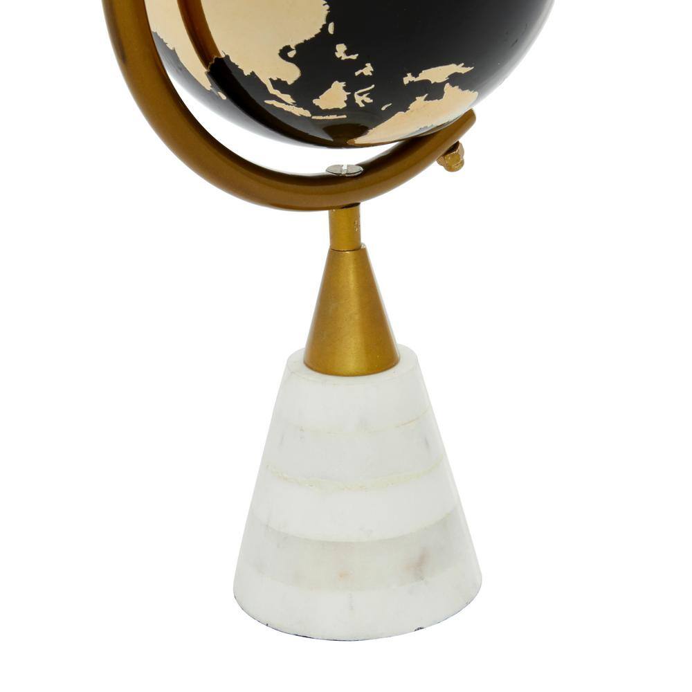 Gold and Black Ceramic Globe with Marble Base