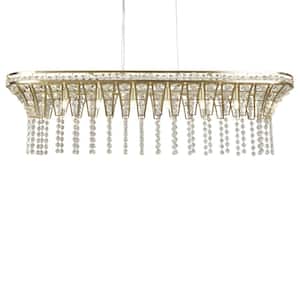 39.4 in. Modern 8-Light Gold Crystal Oval Chandelier for Living Room and Kitchen Island with no bulbs included