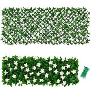 1-Piece 79 in. L x 39 in. W Willow and Polyester Garden Fence with White Flower