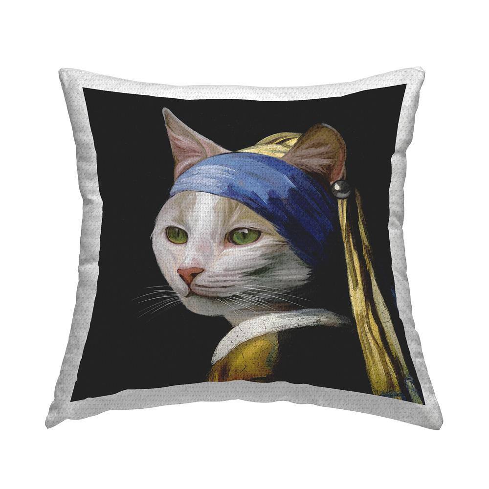 Funny Cat Classic Portrait Black Square Outdoor Throw Pillow price history on PriceWatchPro
