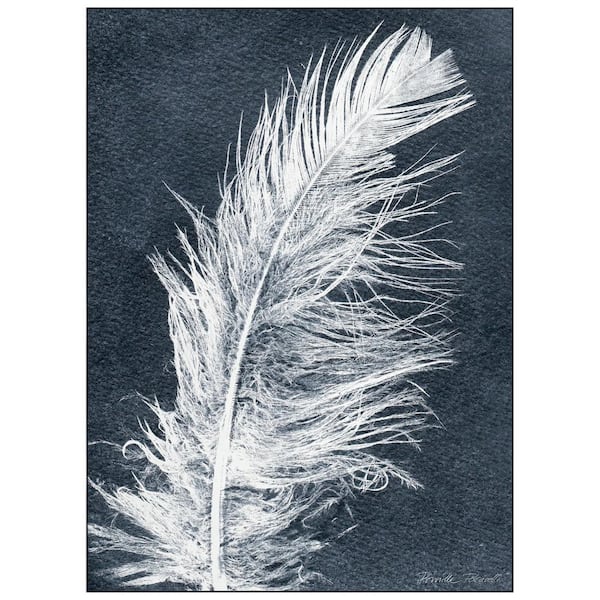 Empire Art Direct Blue and White 8 ft. x 10 ft. Feather I Dark Washable Art Area Rug