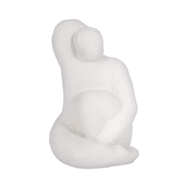 Liv & Skye White 6 in. x 10 in. Ceramic Raised Arm Posing Figurine